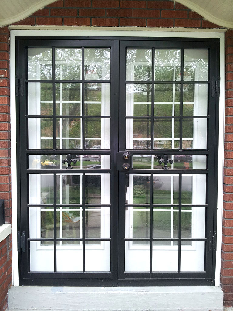 french style square pattern security door