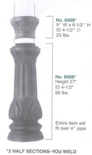 Cast Iron Decorative Post Half Sections 	6009